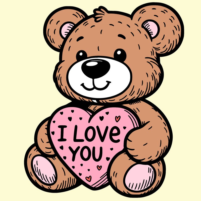 teddy bear holding an i love you heart