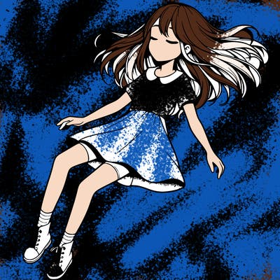 realistic girl floating