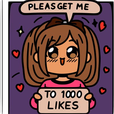 a girl saying please get me to 100 likes