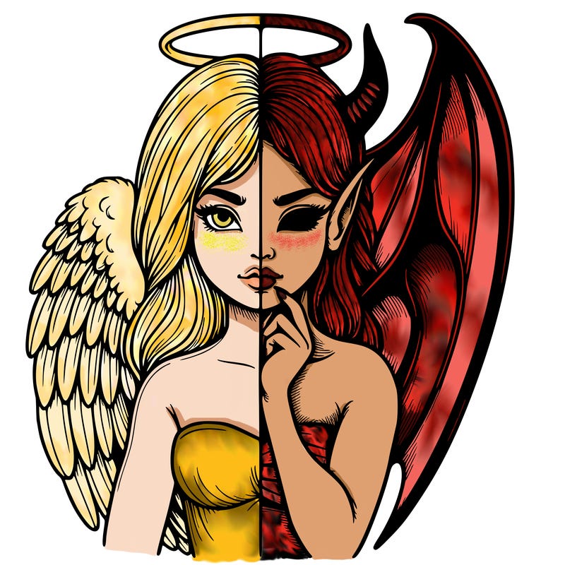 realistic angel half demon