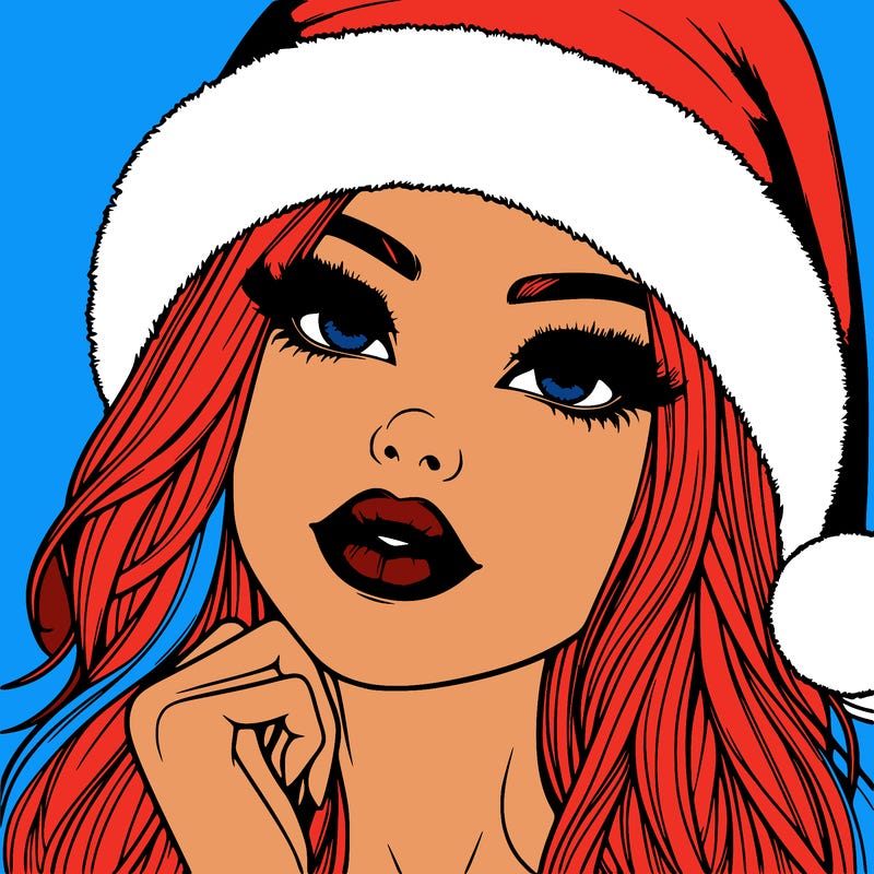 realistic christmas girl with lips