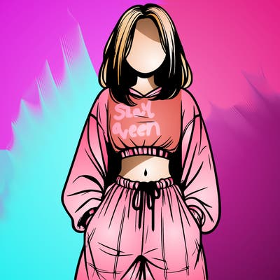 realistic girl faceless with baggy pants and a crop top