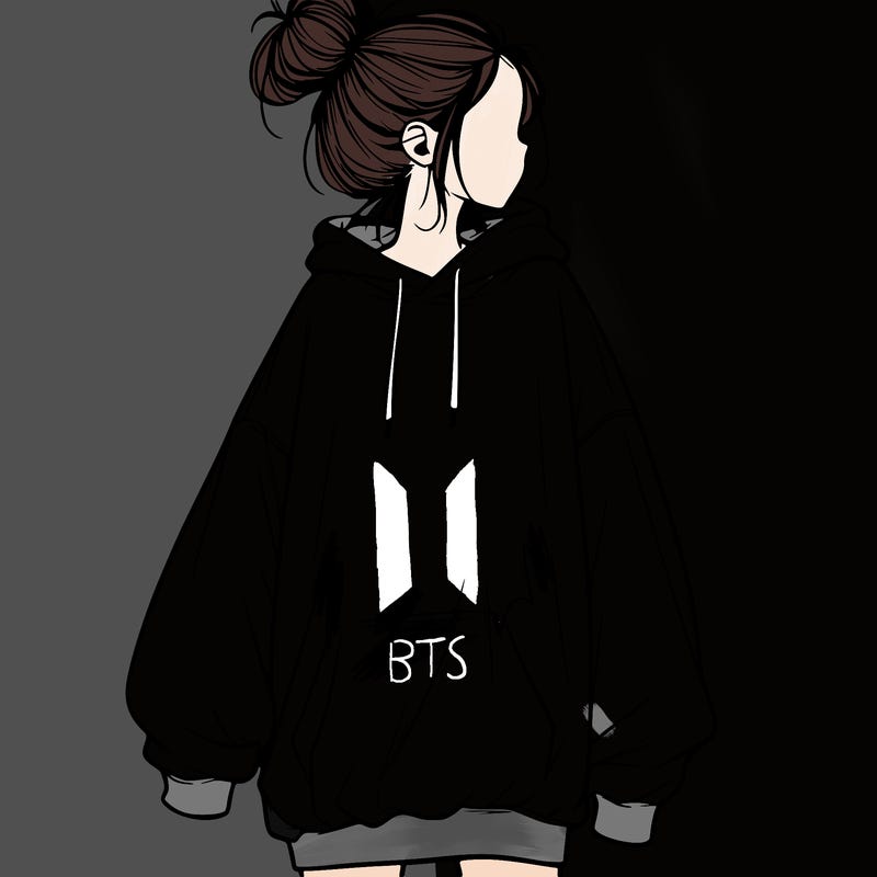 realistic girl with a oversized sweatshirt on and a bun