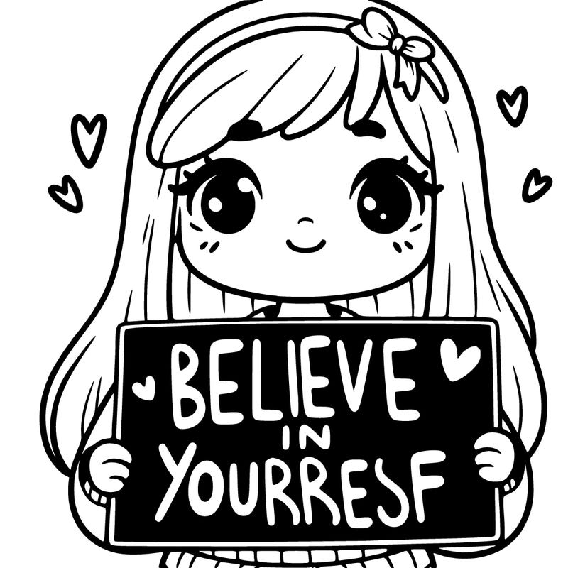 a girl holding a belief in yourself sign