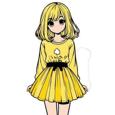 realistic girl with a skirt on