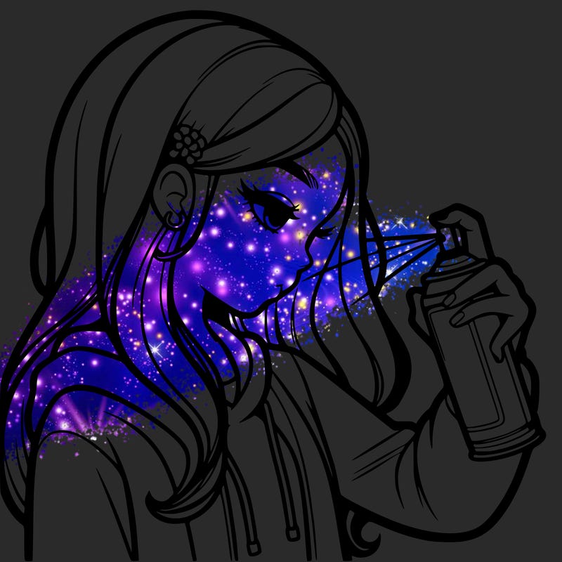 a realistic girl spray painting