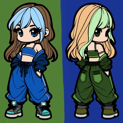 girl in crop top and baggy pants