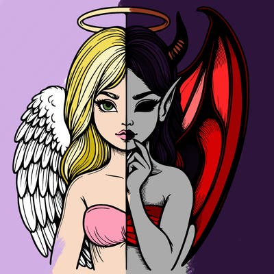 realistic angel half demon