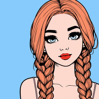 realistic girl with braids