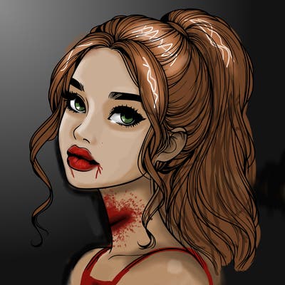 realistic girl with a ponytail on her hair and lips