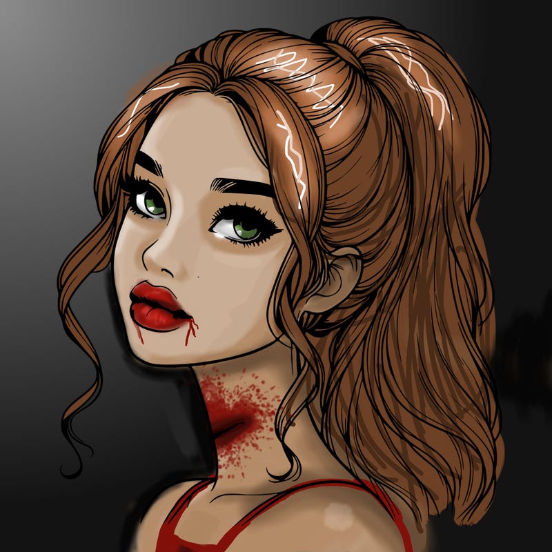 realistic girl with a ponytail on her hair and lips