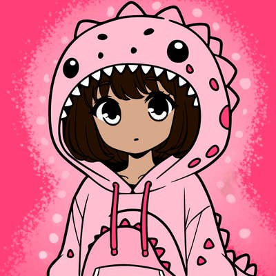 girl with dinosaur hoodie