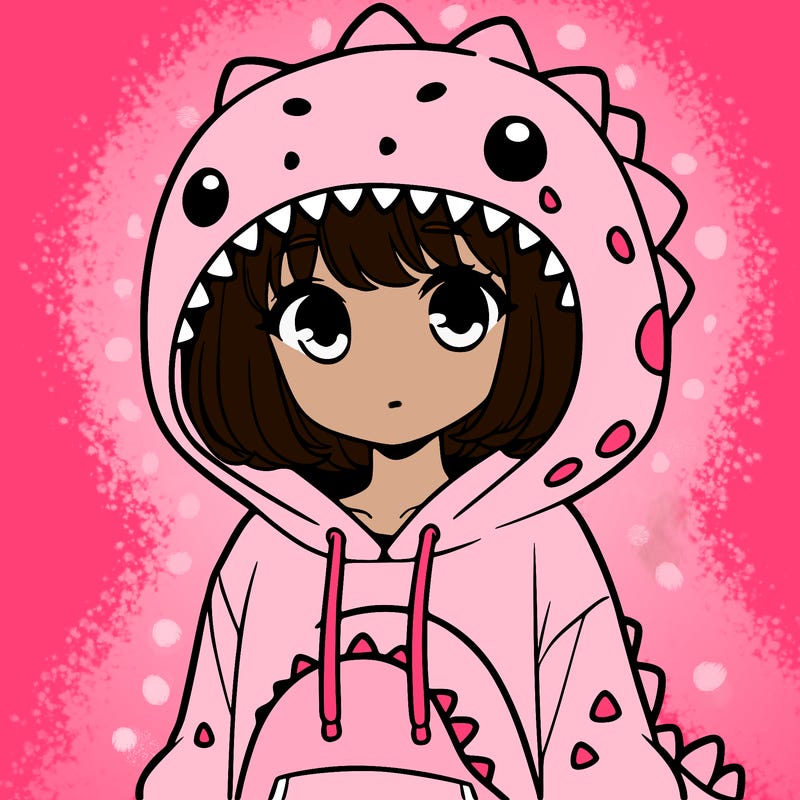 girl with dinosaur hoodie