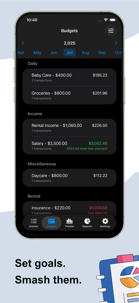 Wise budget - Wise Budget app dashboard showing monthly income and expense categories with goal tracking