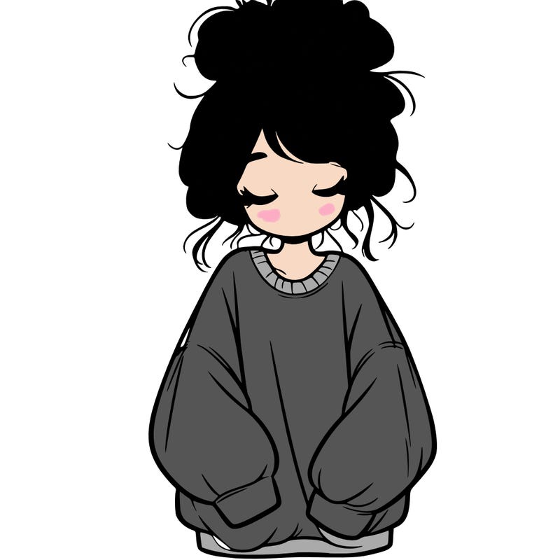 girl with baggy sweatshirt and messy bun