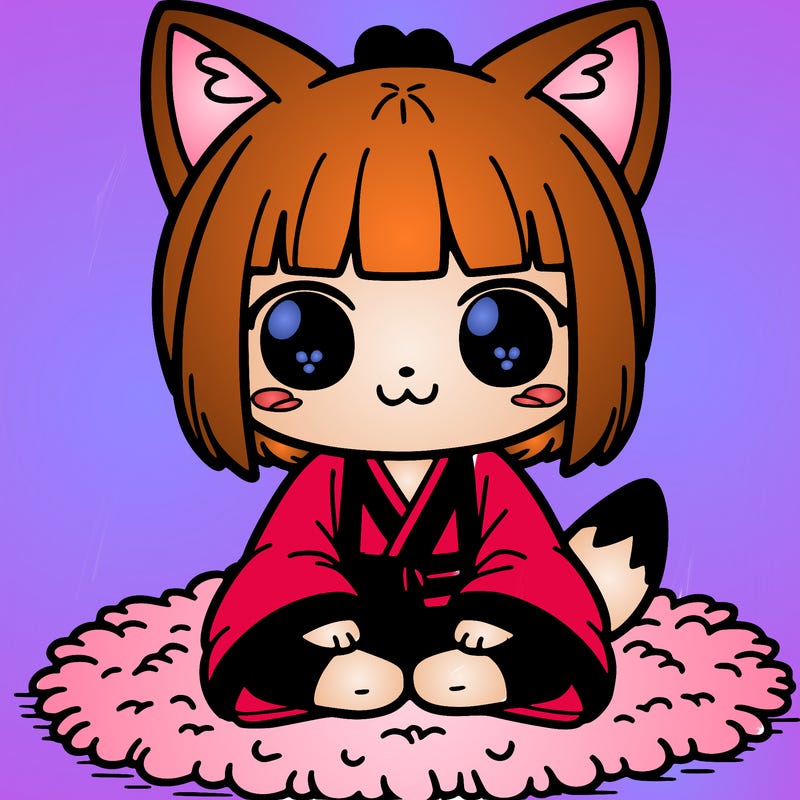 kuromi sitting on a fluffy rug.