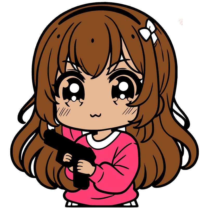 cute girl holding a gun