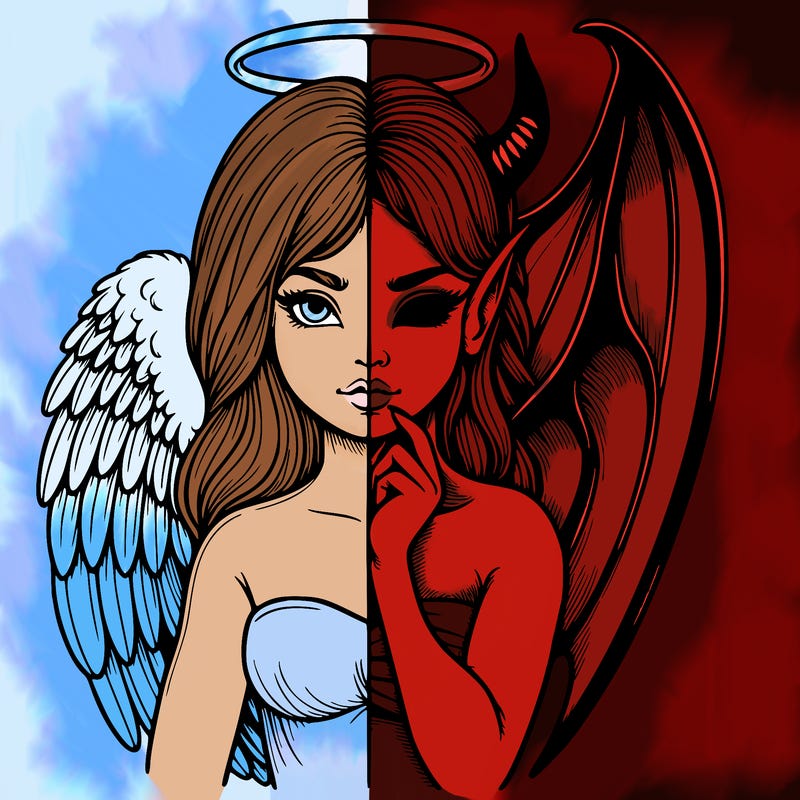 realistic angel half demon