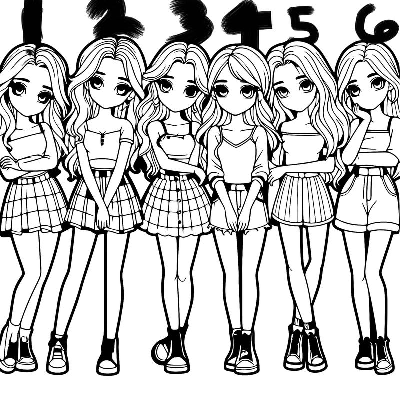 a group of girls realistic