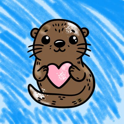 otter with a heart