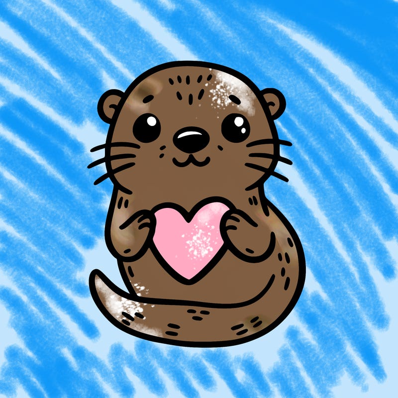 otter with a heart