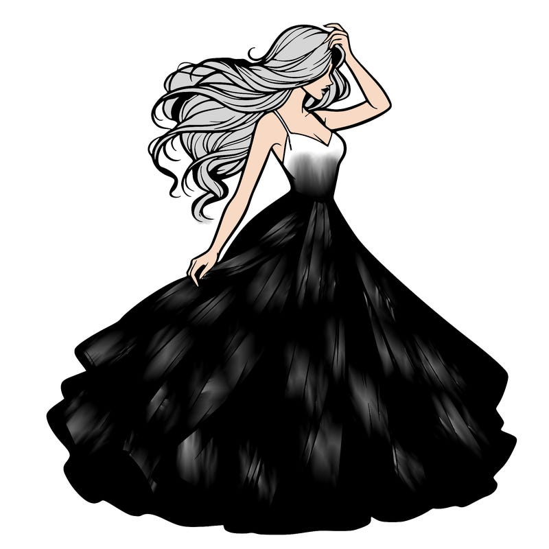 realistic woman with dress flowing in the wind