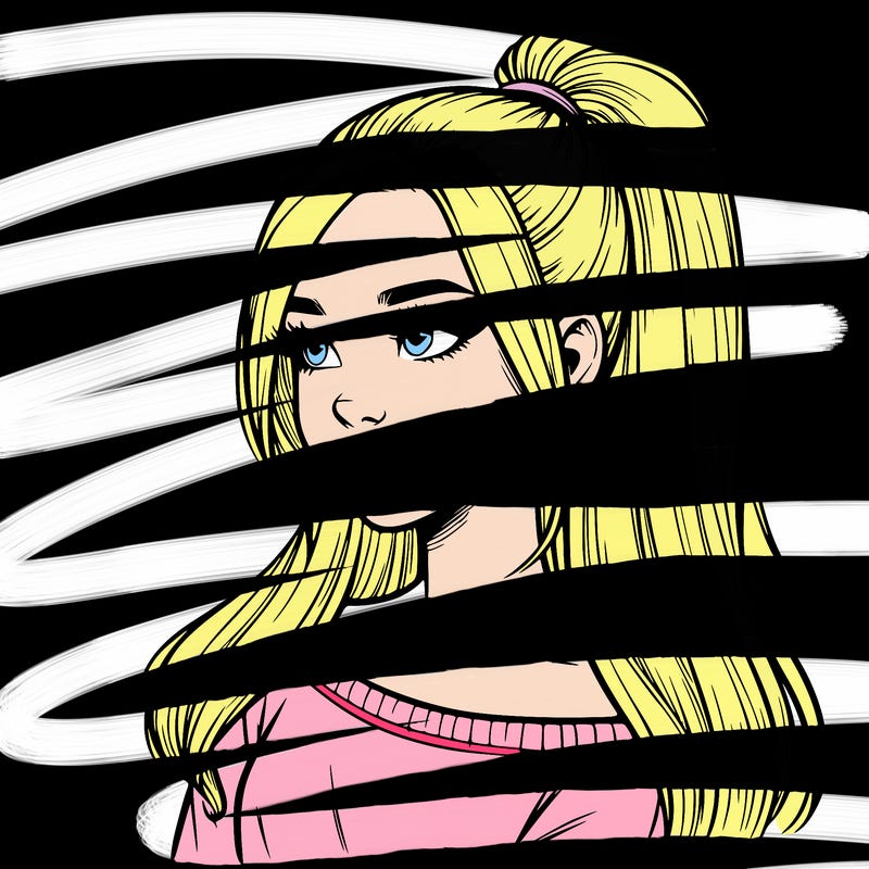 realistic girl with a high ponytail