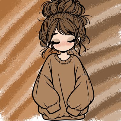 girl with baggy sweatshirt and messy bun