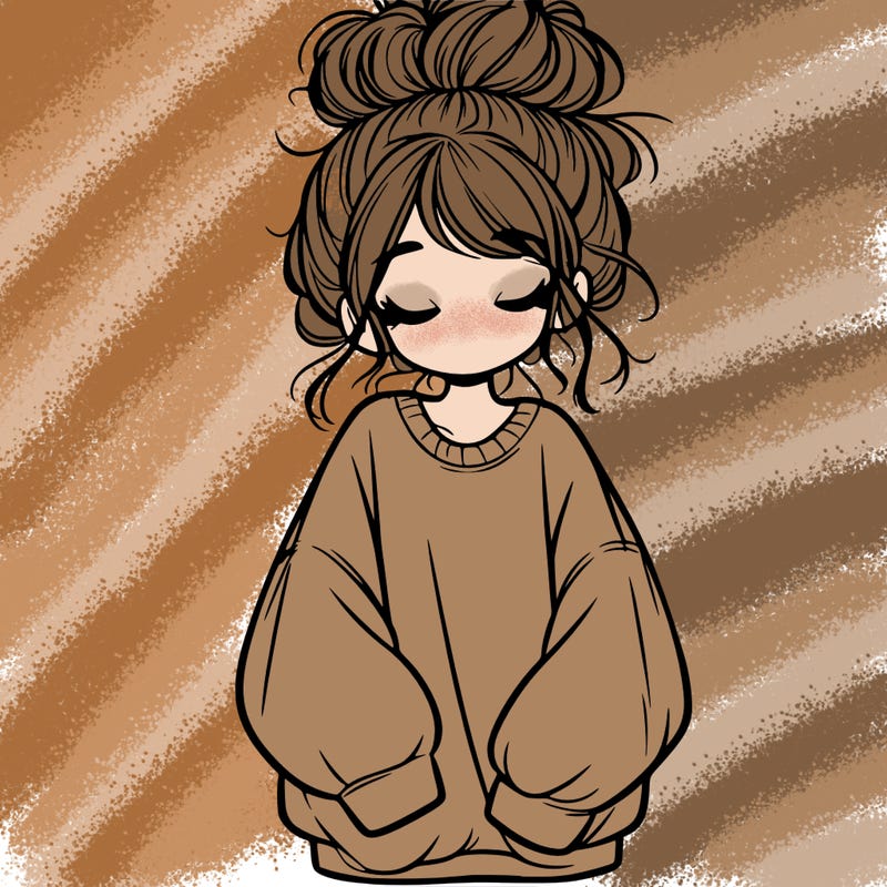 girl with baggy sweatshirt and messy bun