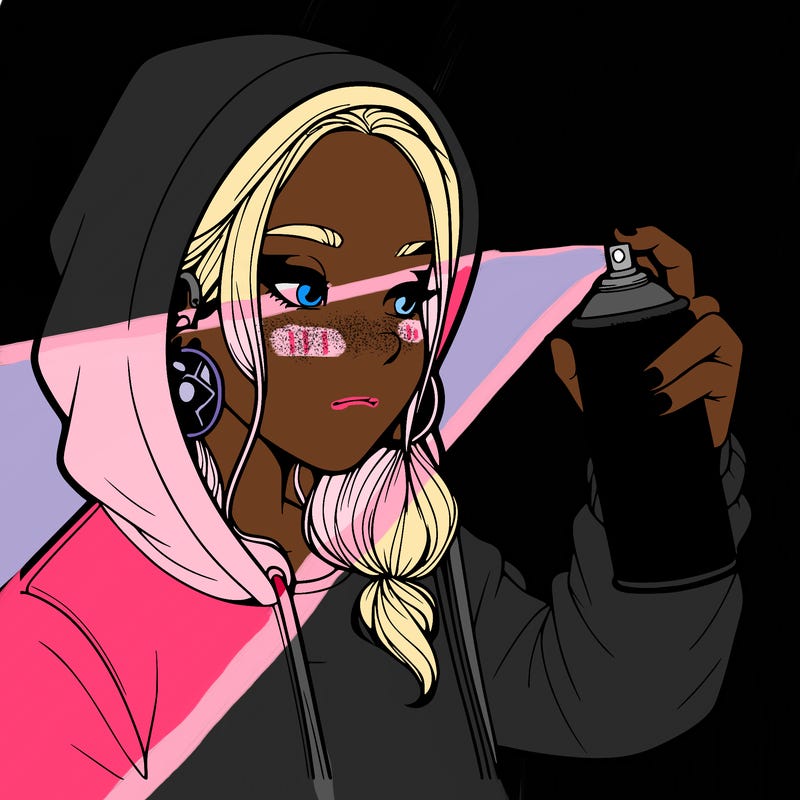 a realistic girl, spray painting