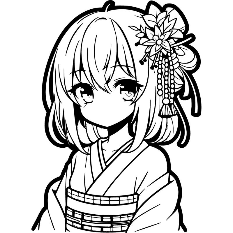 anime girl with a kimono on