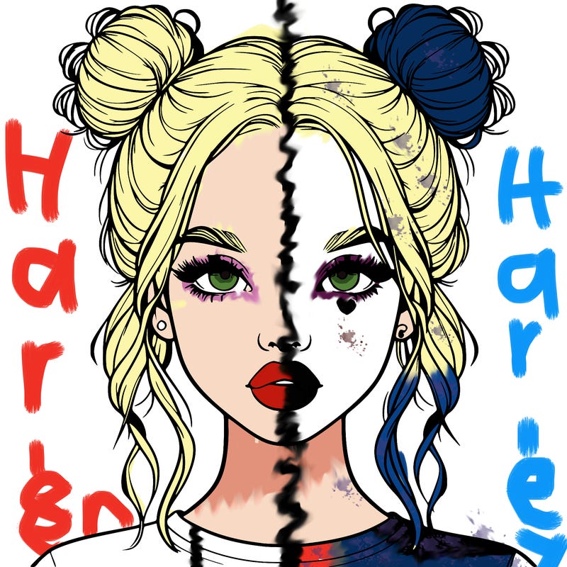 realistic girl with two buns in hair and lips