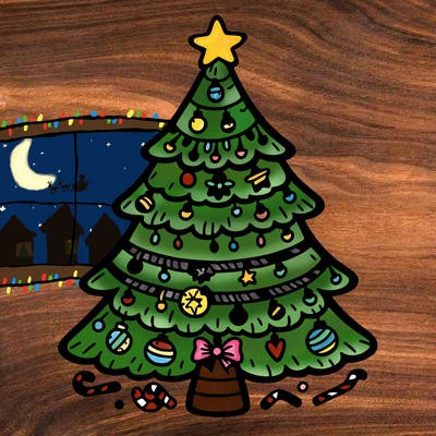 christmas tree with lots of details