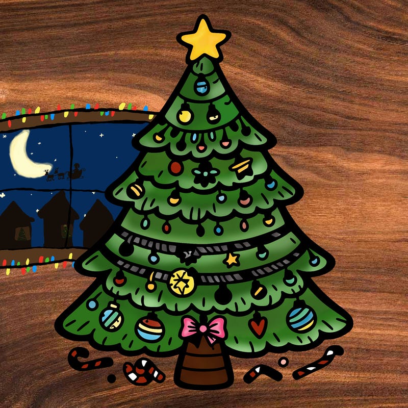 christmas tree with lots of details