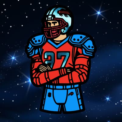 an american football player with pads on and a jersey on and the jersey says,”bills”