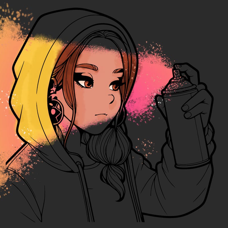 a realistic girl, spray painting