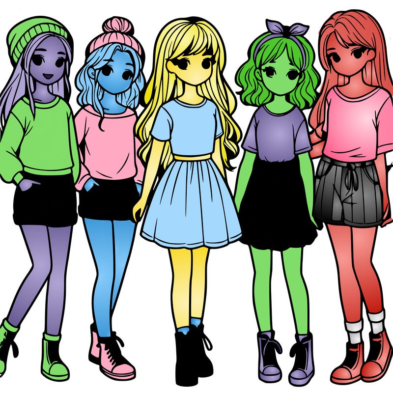 a group of five girls