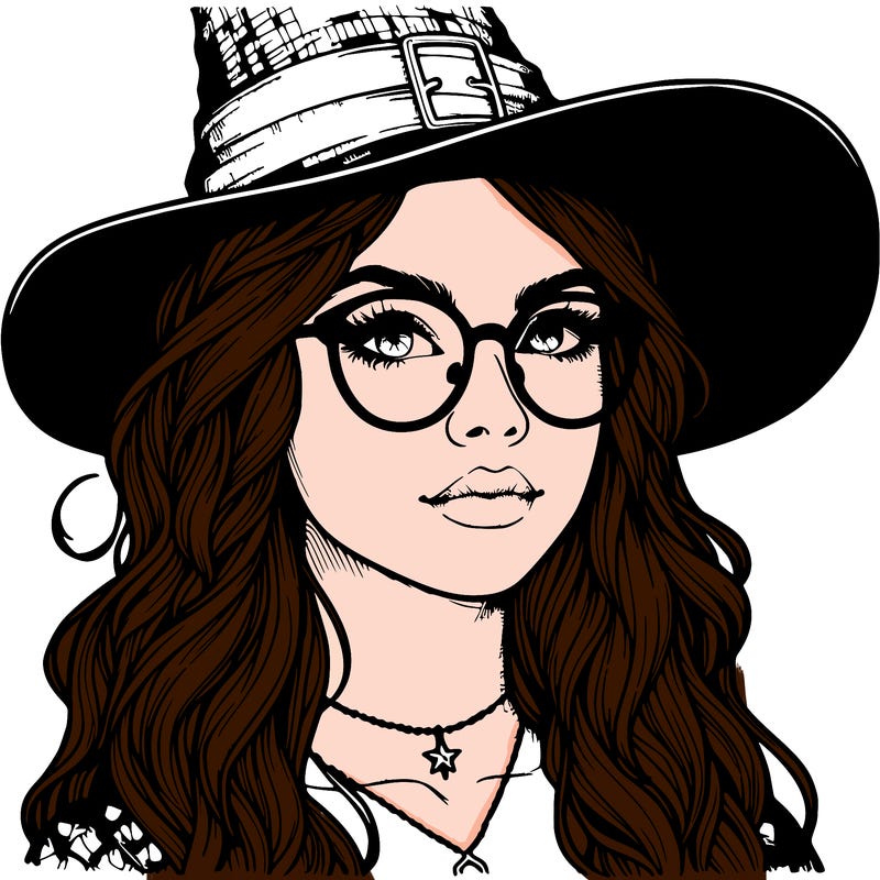 a witch with glasses realistic