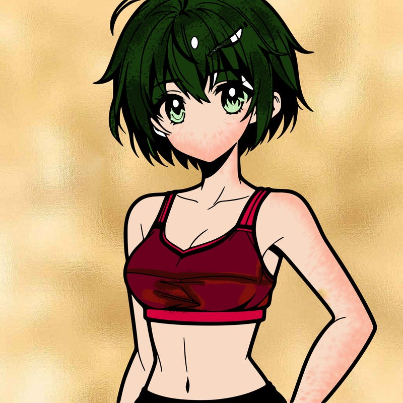 anime girl wearing crop top