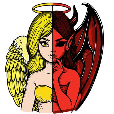 realistic angel half demon