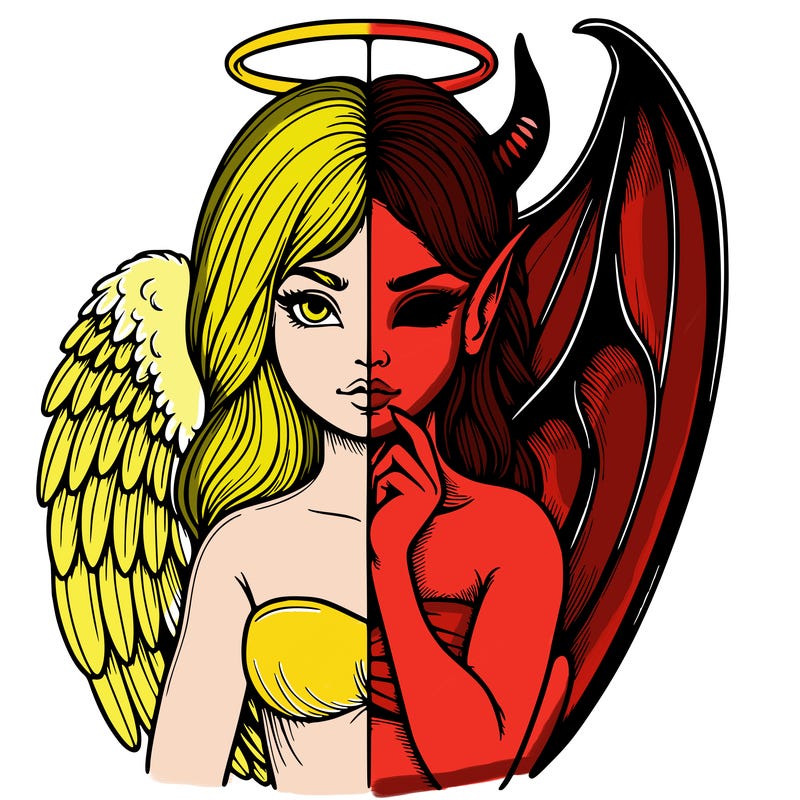 realistic angel half demon