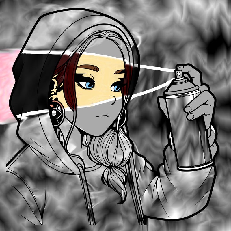 a realistic girl, spray painting