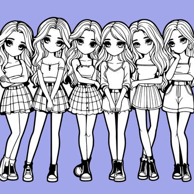 a group of girls realistic