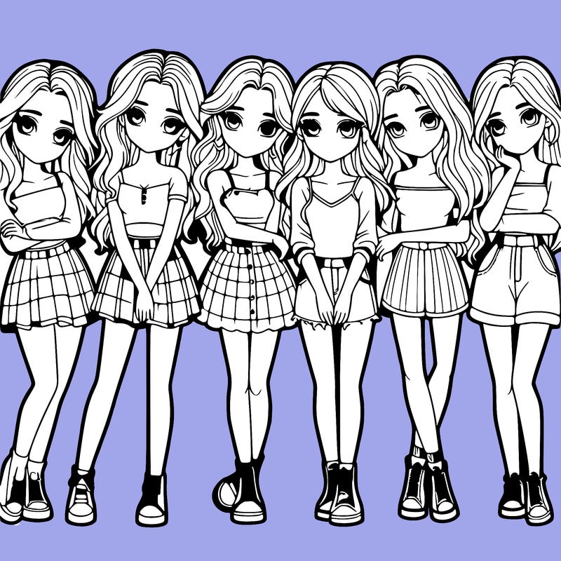 a group of girls realistic