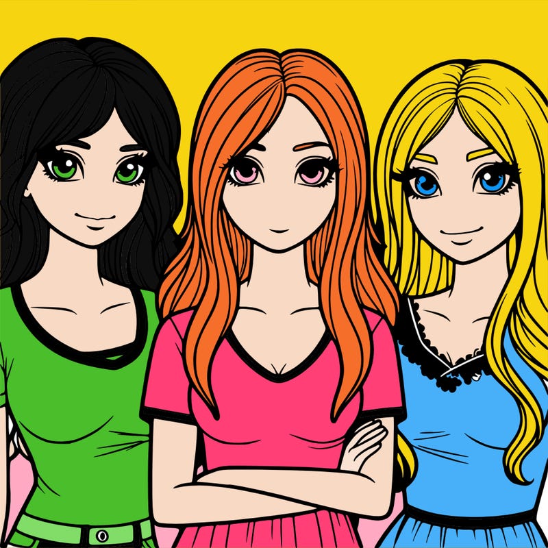 group of three pretty teenage girls