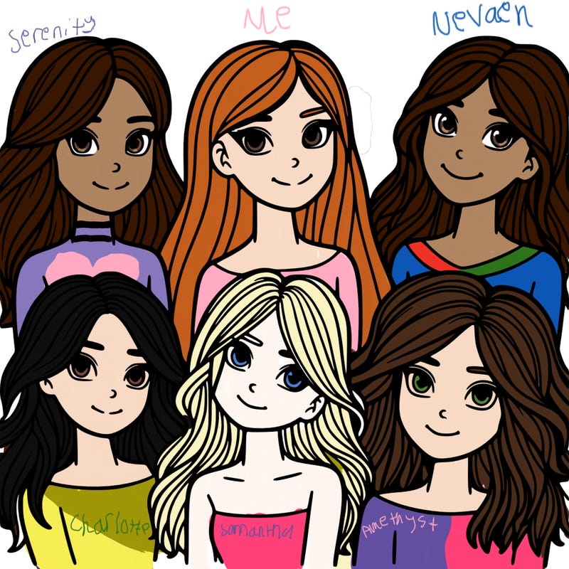 group of girls with hair