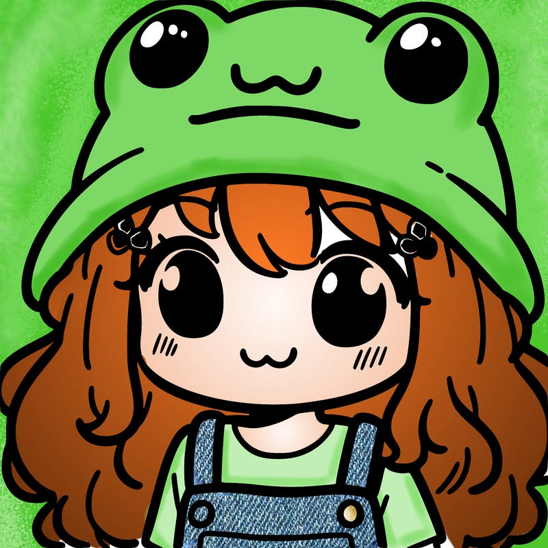 a girl with a frog hat