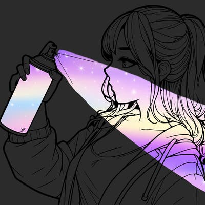 a realistic girl spray, painting