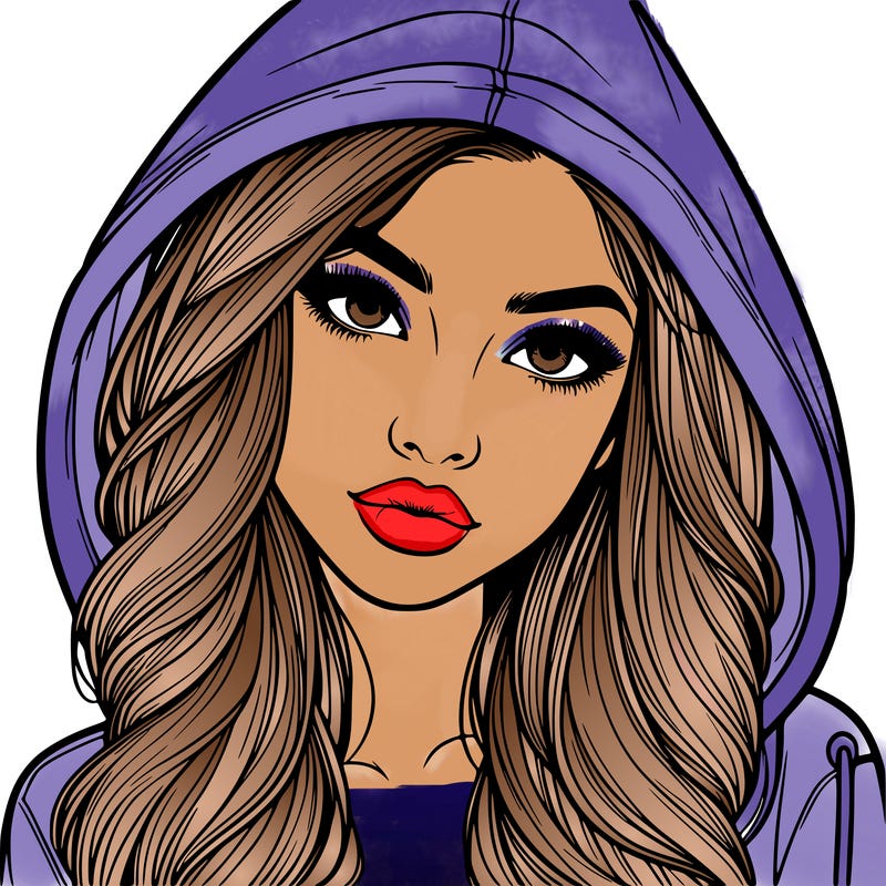 realistic beautiful girl with a hood on