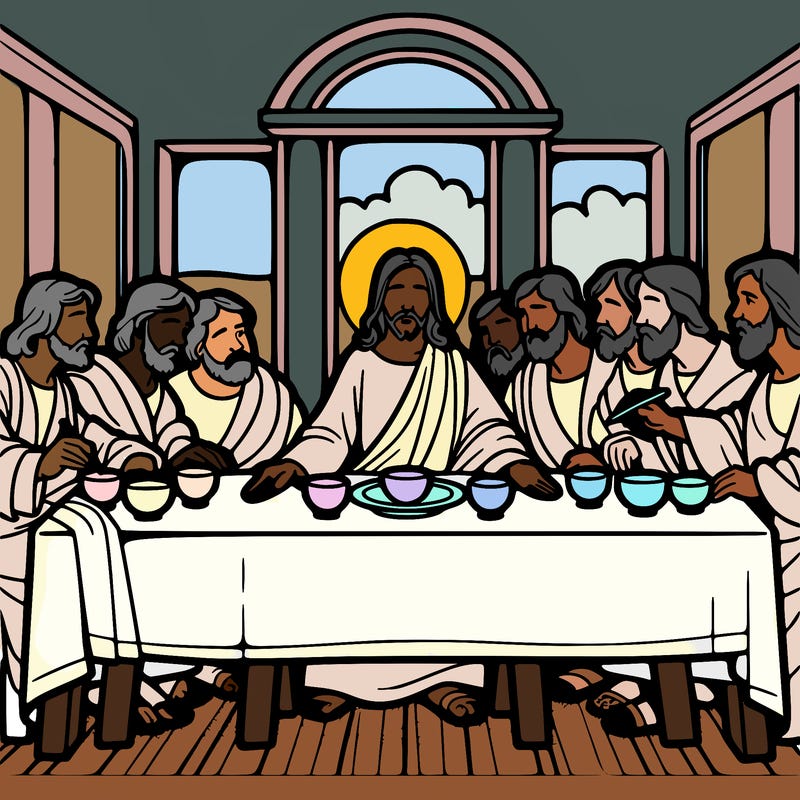 jesus shares the last supper with twelve apostles
